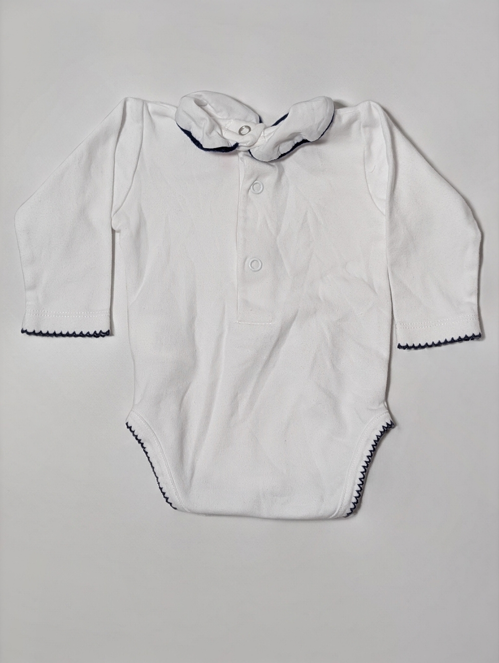 La Coqueta Peter Pan Collar Bodysuit | Navy Trim Classic Baby - Picture 4 of 5